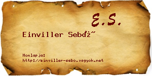 Einviller Sebő névjegykártya
